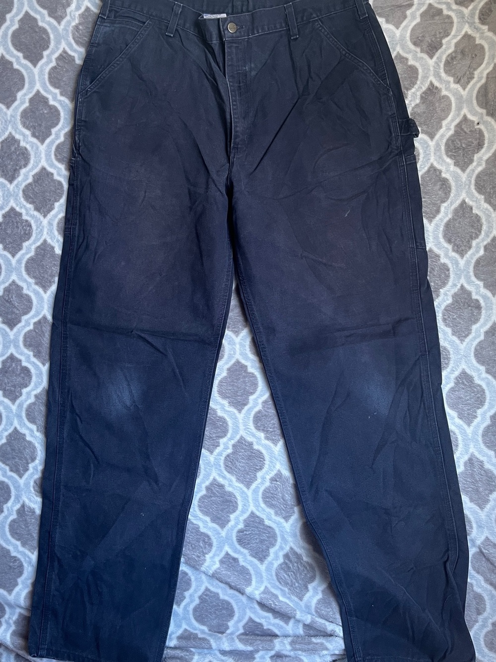 Carhartt Men's Navy Blue Size 40x36 Outdoor Work Pants Canvas Straight Leg
